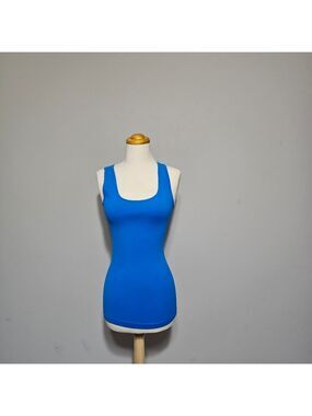 Lip Stick Blue Seamless Ribbed Tank Top One Size